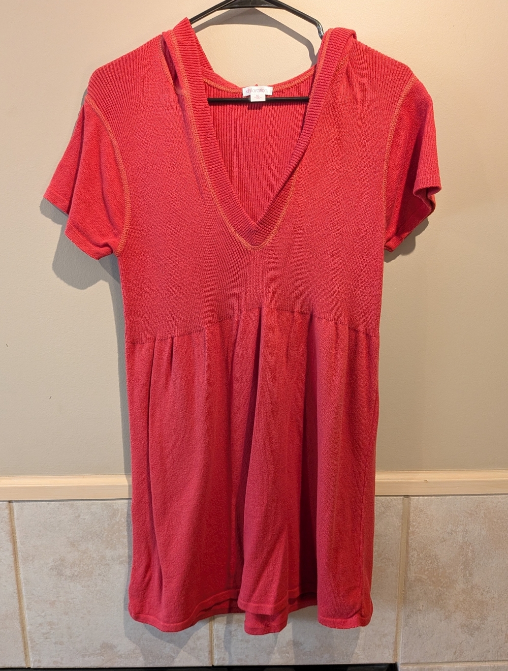 xhilaration, Knit Hooded Cover-up Pullover, Red, Size XL